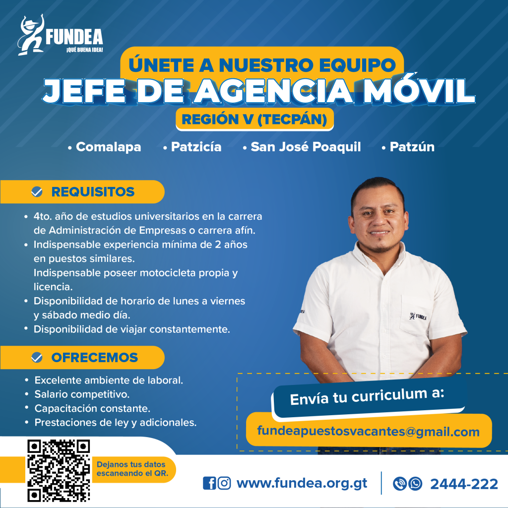 Jefe de agencia móvil - Región V (Tecpán)