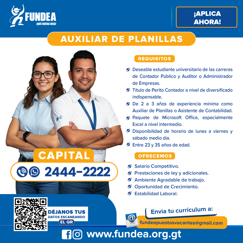 Auxiliar de Planillas - Capital