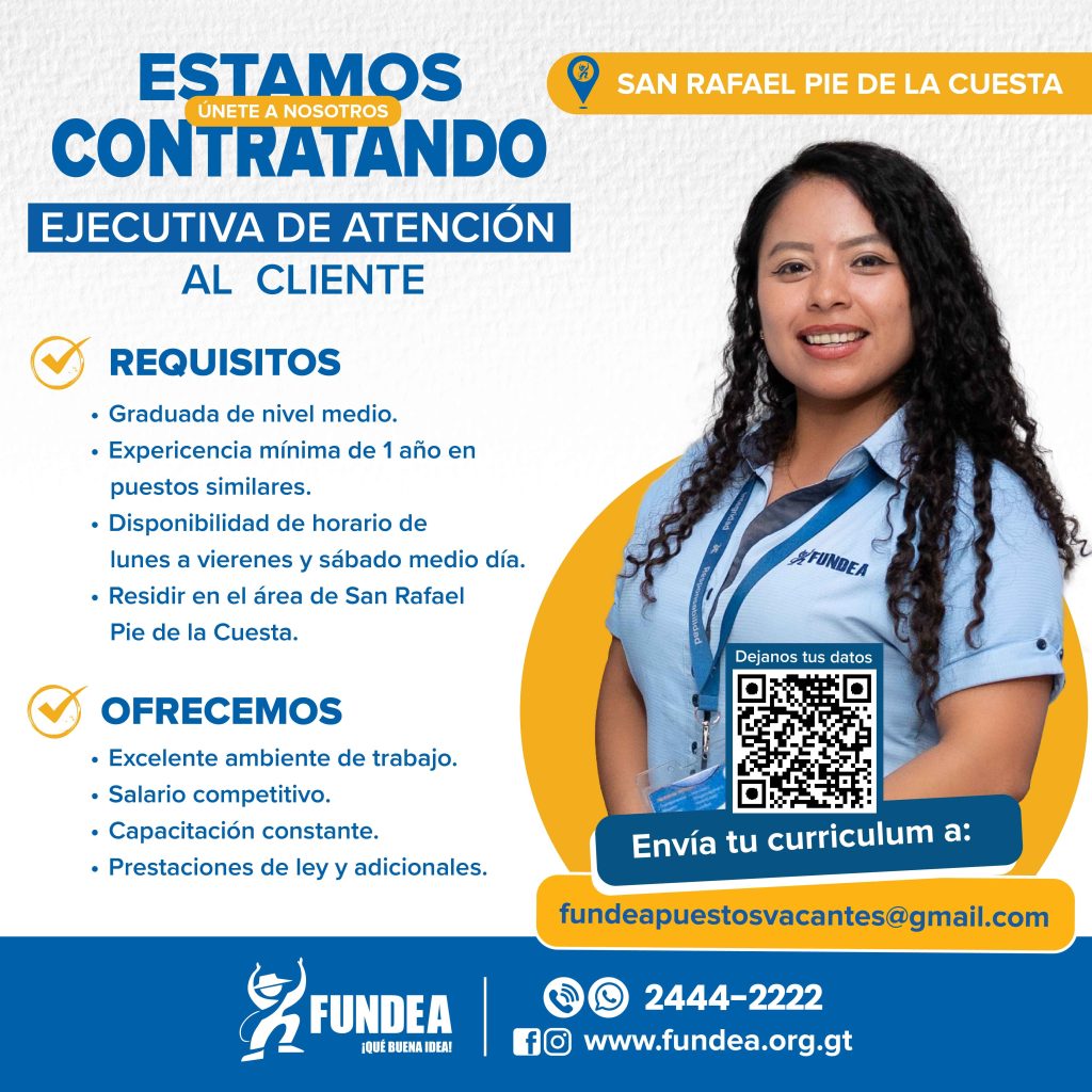 Ejecutiva de Atención al Público - San Rafael Pie de la Cuesta.